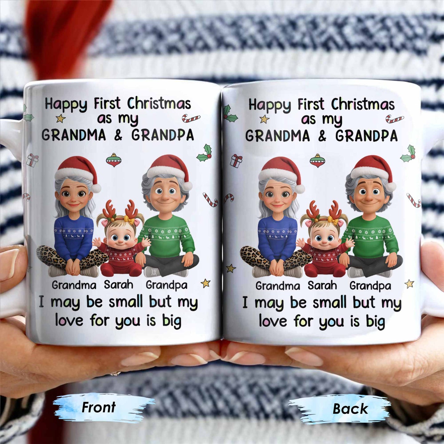 Happy First Christmas As My Grandma & Grandpa Mug - Personalized Custom Coffee Mug - FAM772_MG
