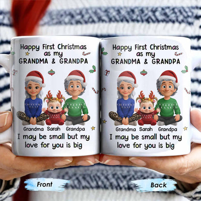 Happy First Christmas As My Grandma & Grandpa Mug - Personalized Custom Coffee Mug - FAM772_MG