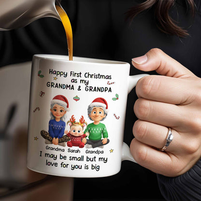 Happy First Christmas As My Grandma & Grandpa Mug - Personalized Custom Coffee Mug - FAM772_MG