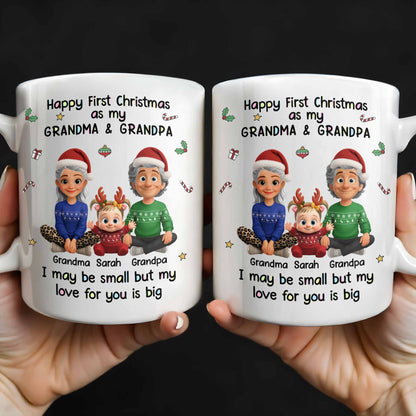 Happy First Christmas As My Grandma & Grandpa Mug - Personalized Custom Coffee Mug - FAM772_MG