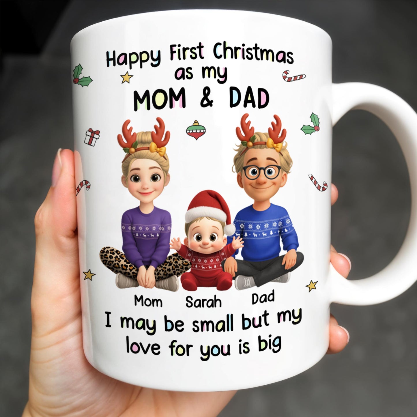 Happy First Christmas As My Grandma & Grandpa Mug - Personalized Custom Coffee Mug - FAM772_MG
