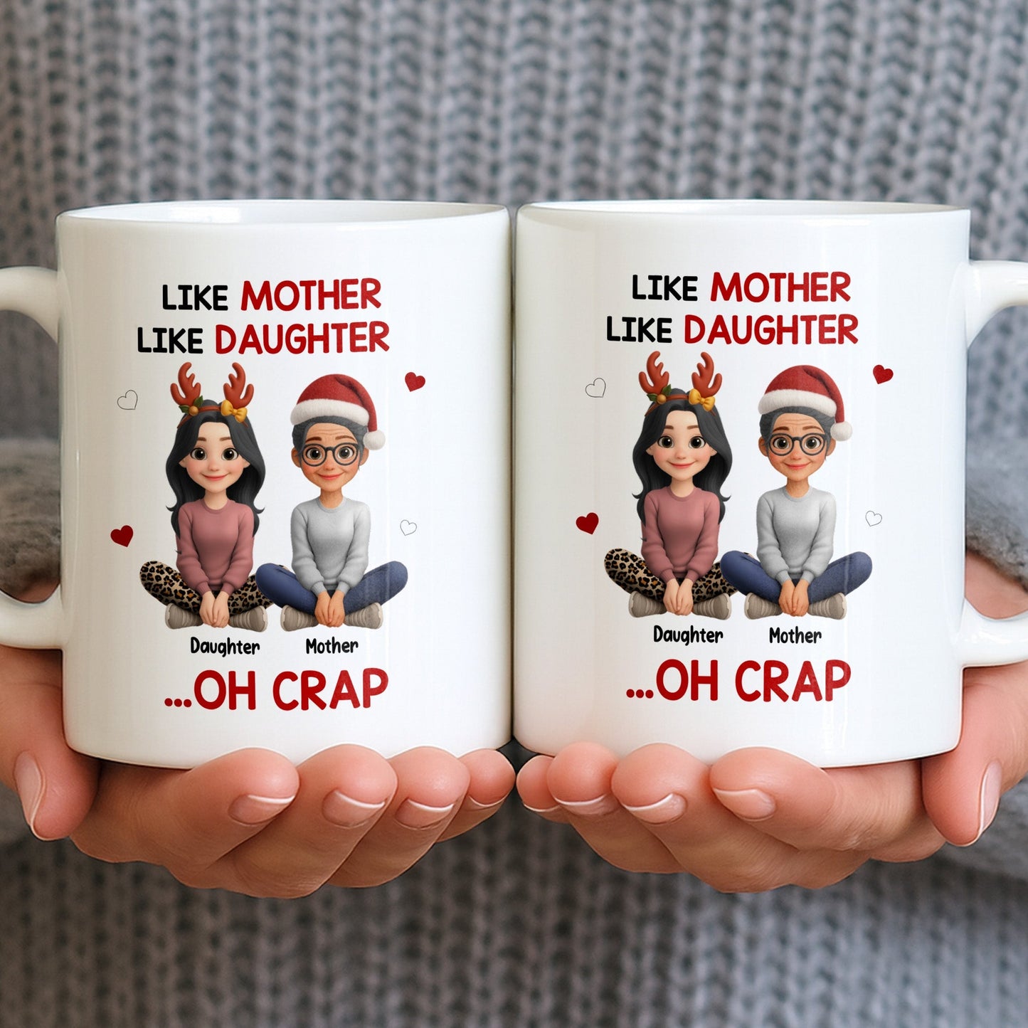 Like Mother Like Daughter With Cartoon Characters - Personalized Custom Coffee Mug - FAM773_MG