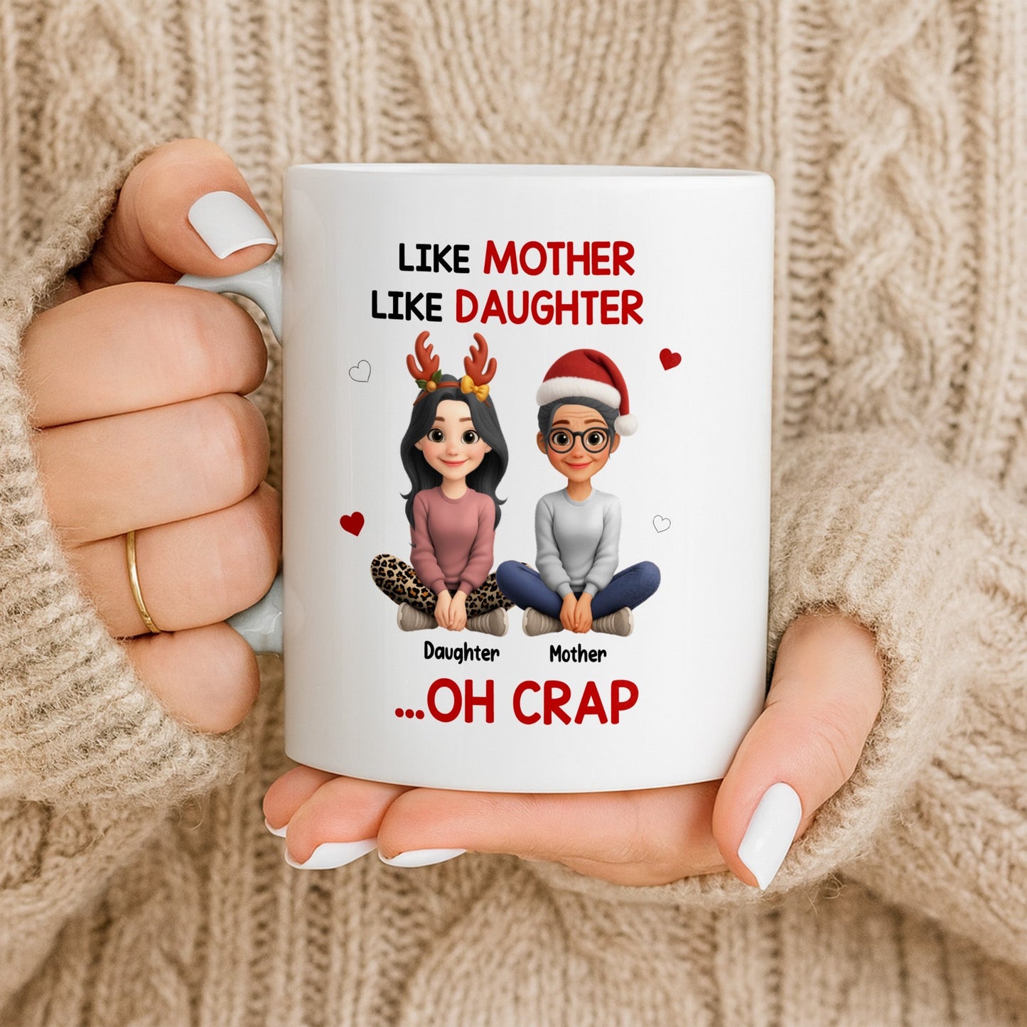 Like Mother Like Daughter With Cartoon Characters - Personalized Custom Coffee Mug - FAM773_MG