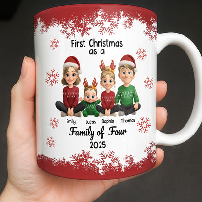 First Christmas As A Family Of Four With Snowflakes - Personalized Custom Coffee Mug - FAM774_MG