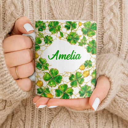 Amelia Shamrocks And Coins - Personalized Custom Coffee Mug - FAM801_MG