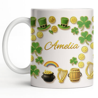 My Shamrock Leprechaun Hat And Rainbow Mug - Personalized Custom Coffee Mug - FAM802_MG