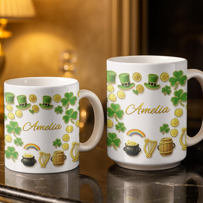My Shamrock Leprechaun Hat And Rainbow Mug - Personalized Custom Coffee Mug - FAM802_MG