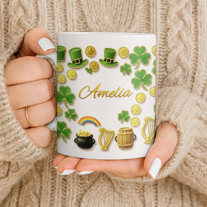 My Shamrock Leprechaun Hat And Rainbow Mug - Personalized Custom Coffee Mug - FAM802_MG