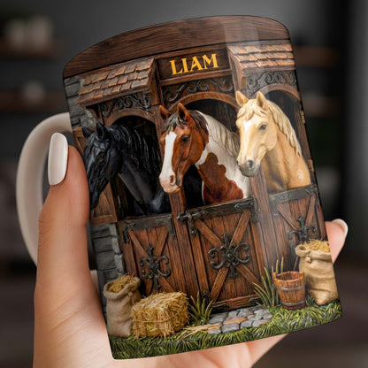 Capturing The Serenity Of Horses At The Barn - Personalized Custom Coffee Mug - FARM016_MG