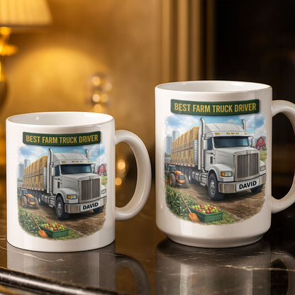 Best Farm Truck Driver With Classic Truck Design - Personalized Custom Coffee Mug - FARM036_MG