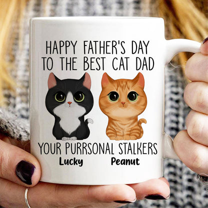 Happy Father's Day Good Morning Cat Dad From Watercolor Cute Cats Purrsonal Stalkers Personalized Mug