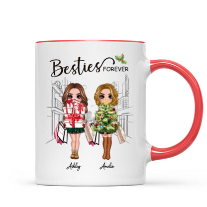 Best Friends Sisters Christmas Tree Personalized Mug