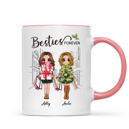 Best Friends Sisters Christmas Tree Personalized Mug