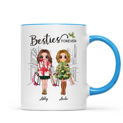 Best Friends Sisters Christmas Tree Personalized Mug