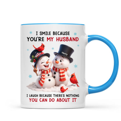 I Smile Because You're My Husband - Personalized Mug - Funny Christmas Gift for him, Gift for her