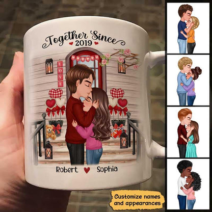 Couple Kissing Front Porch Personalized Mug