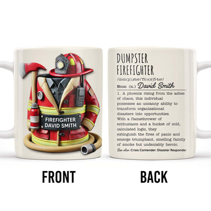 Dumpster Firefighter, Transforming Disasters Into Opportunities, Heroic Text Design - Personalized Custom Coffee Mug - FIF001_MG