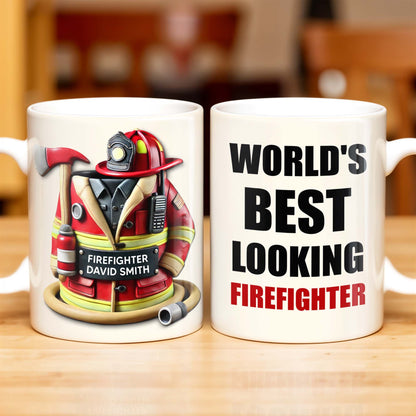 World's Best Looking Firefighter - Personalized Custom Coffee Mug - FIF002_MG