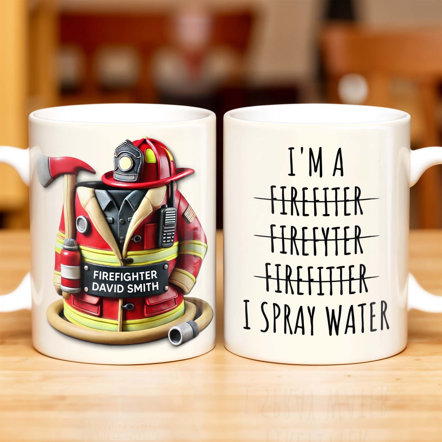 I'm a Firefiter Firefyter Firefiter I Spray Water - Personalized Custom Coffee Mug - FIF003_MG