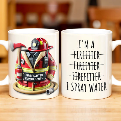 I'm a Firefiter Firefyter Firefiter I Spray Water - Personalized Custom Coffee Mug - FIF003_MG