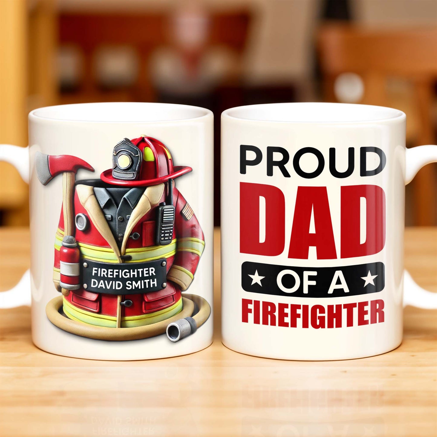 Proud Dad Of A Firefighter - Personalized Custom Coffee Mug - FIF004_MG