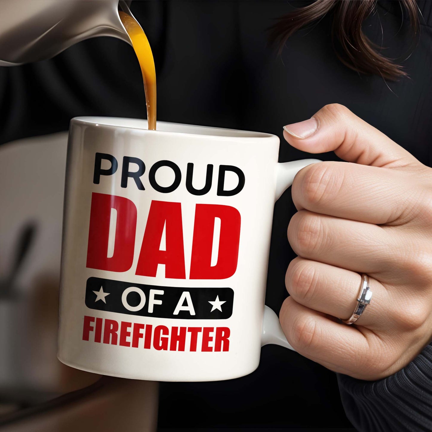 Proud Dad Of A Firefighter - Personalized Custom Coffee Mug - FIF004_MG