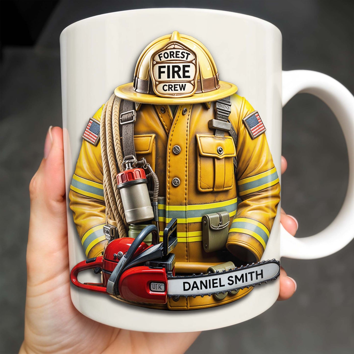 Personalized Firefighter Gear and Helmet Design - Personalized Custom Coffee Mug - FIF005_MG