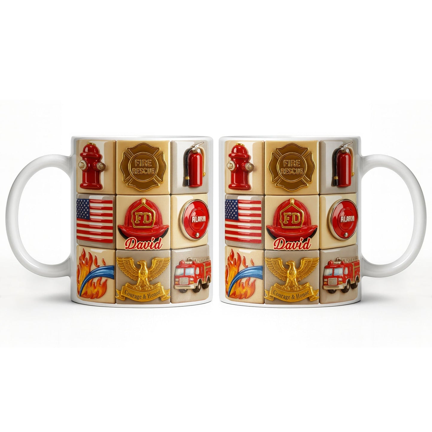 Fire Rescue Courage & Honor Firefighter Essentials - Personalized Custom Coffee Mug - FIF040_MG
