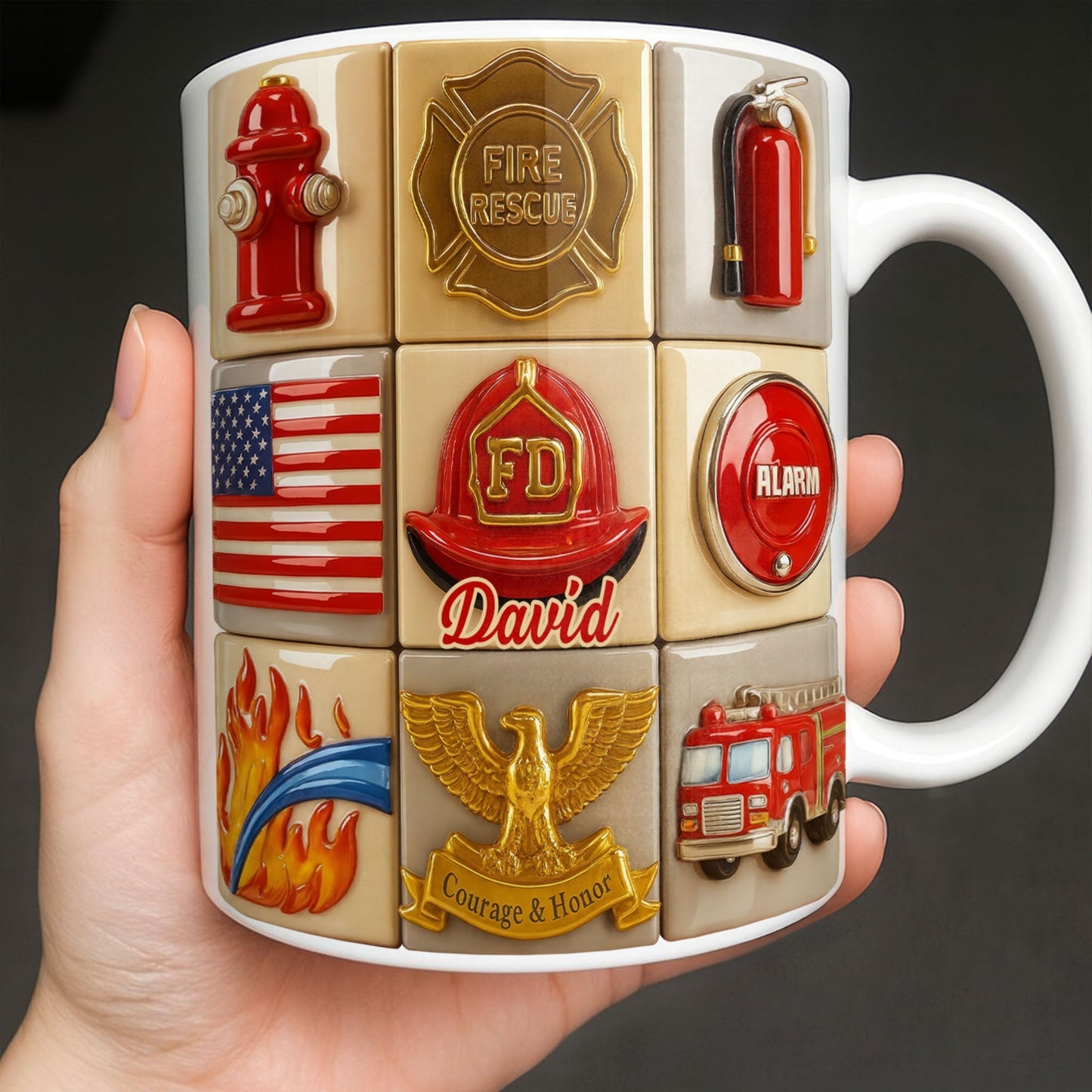 Fire Rescue Courage & Honor Firefighter Essentials - Personalized Custom Coffee Mug - FIF040_MG