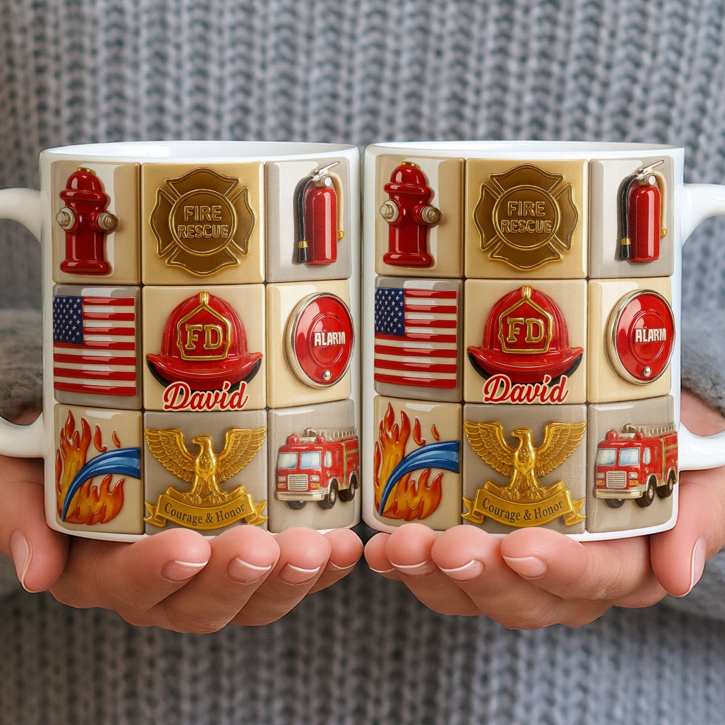 Fire Rescue Courage & Honor Firefighter Essentials - Personalized Custom Coffee Mug - FIF040_MG
