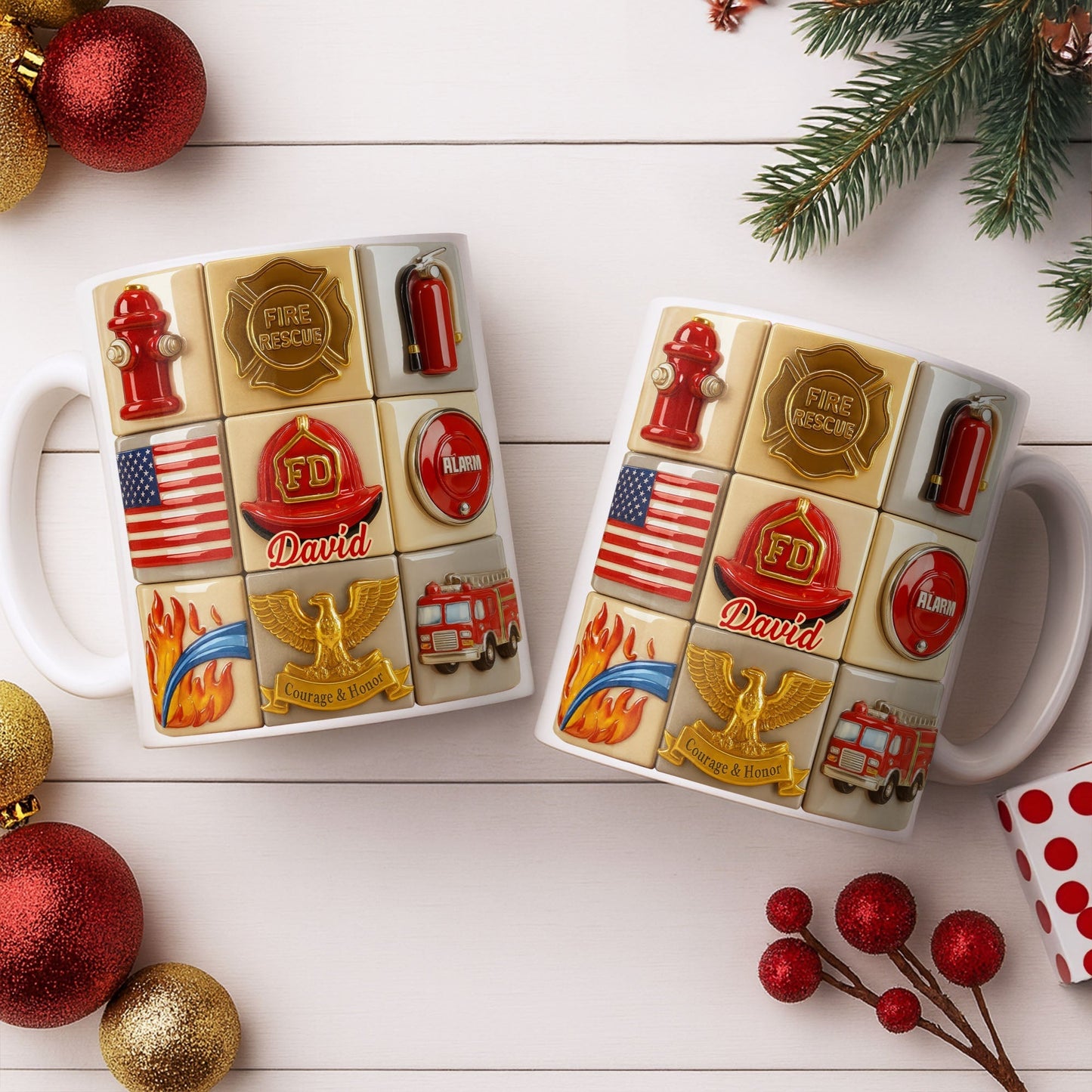 Fire Rescue Courage & Honor Firefighter Essentials - Personalized Custom Coffee Mug - FIF040_MG