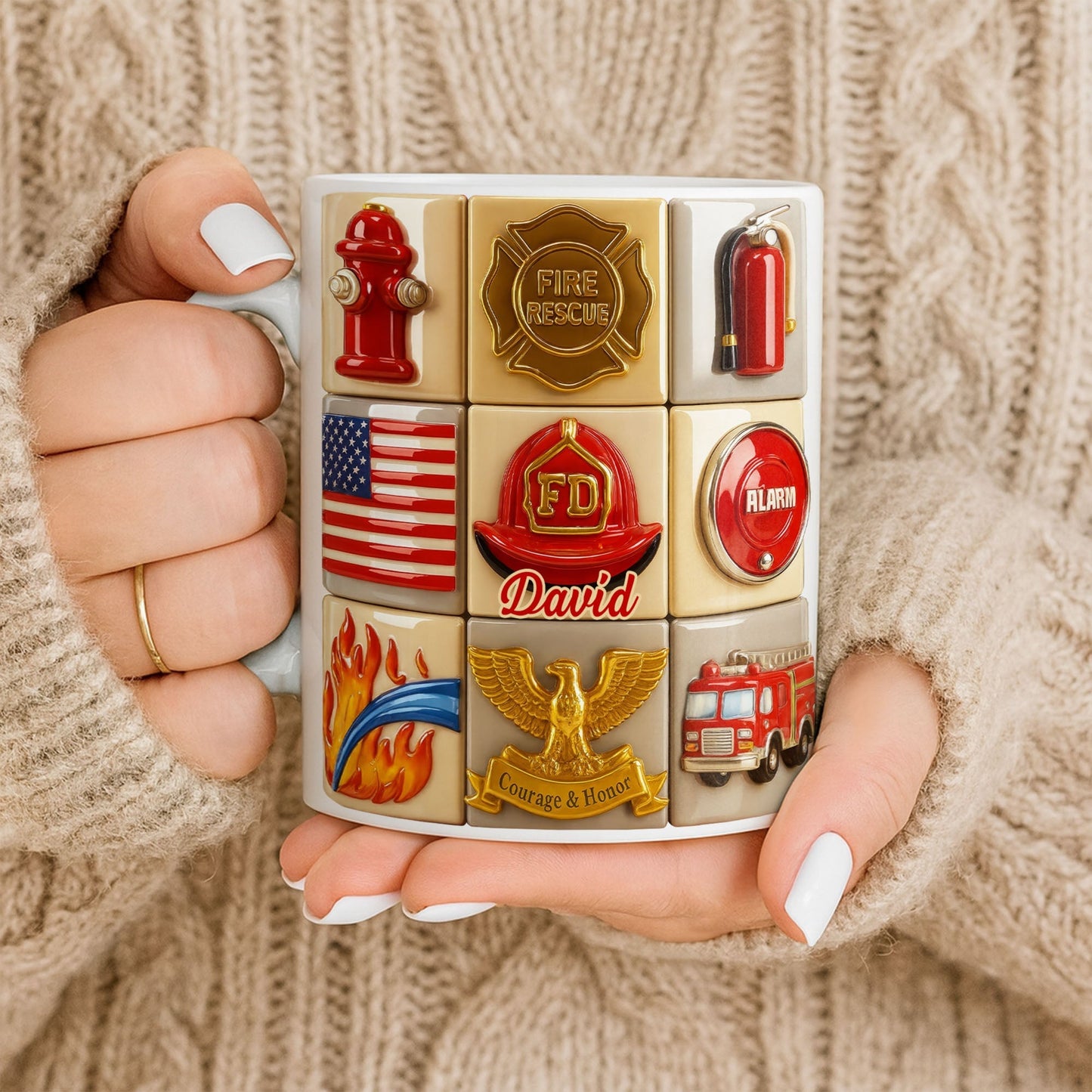 Fire Rescue Courage & Honor Firefighter Essentials - Personalized Custom Coffee Mug - FIF040_MG