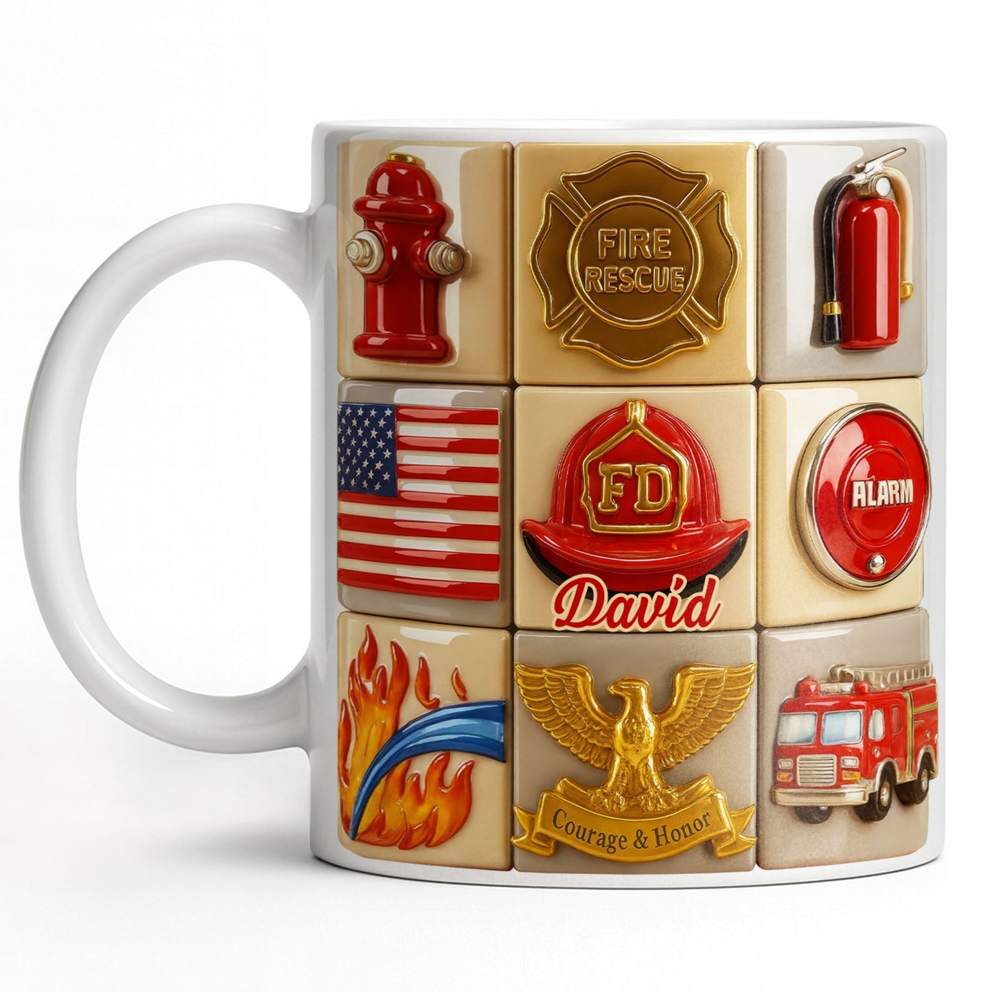 Fire Rescue Courage & Honor Firefighter Essentials - Personalized Custom Coffee Mug - FIF040_MG