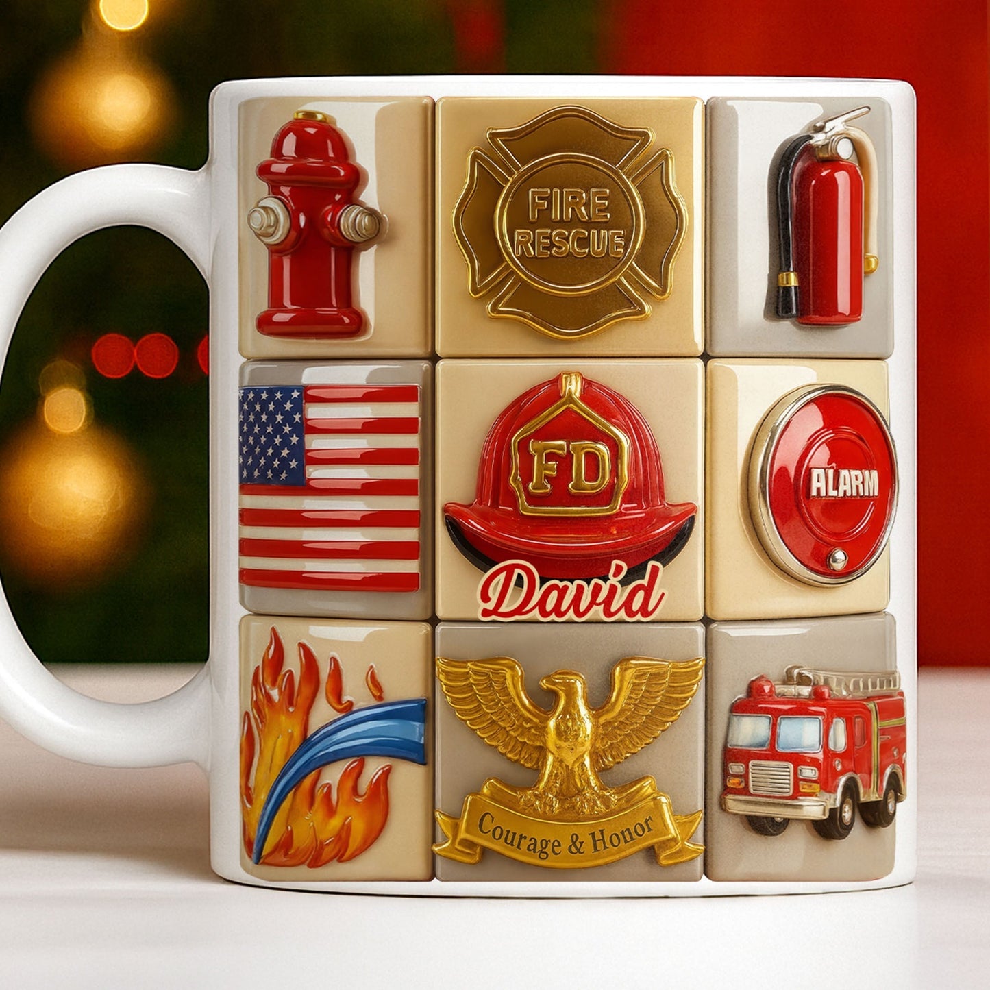 Fire Rescue Courage & Honor Firefighter Essentials - Personalized Custom Coffee Mug - FIF040_MG
