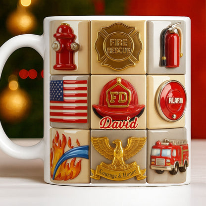 Fire Rescue Courage & Honor Firefighter Essentials - Personalized Custom Coffee Mug - FIF040_MG