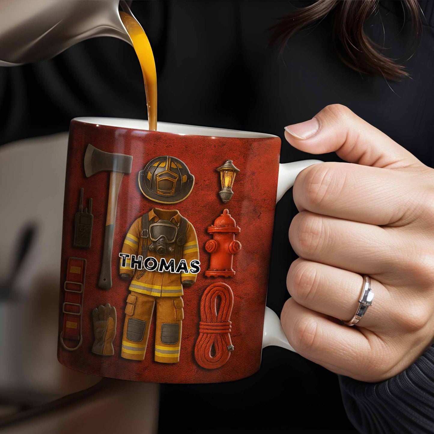 World's Best Looking Firefighter Gear and Helmet - Personalized Custom Coffee Mug - FIF045_MG