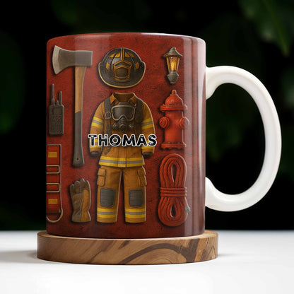 World's Best Looking Firefighter Gear and Helmet - Personalized Custom Coffee Mug - FIF045_MG