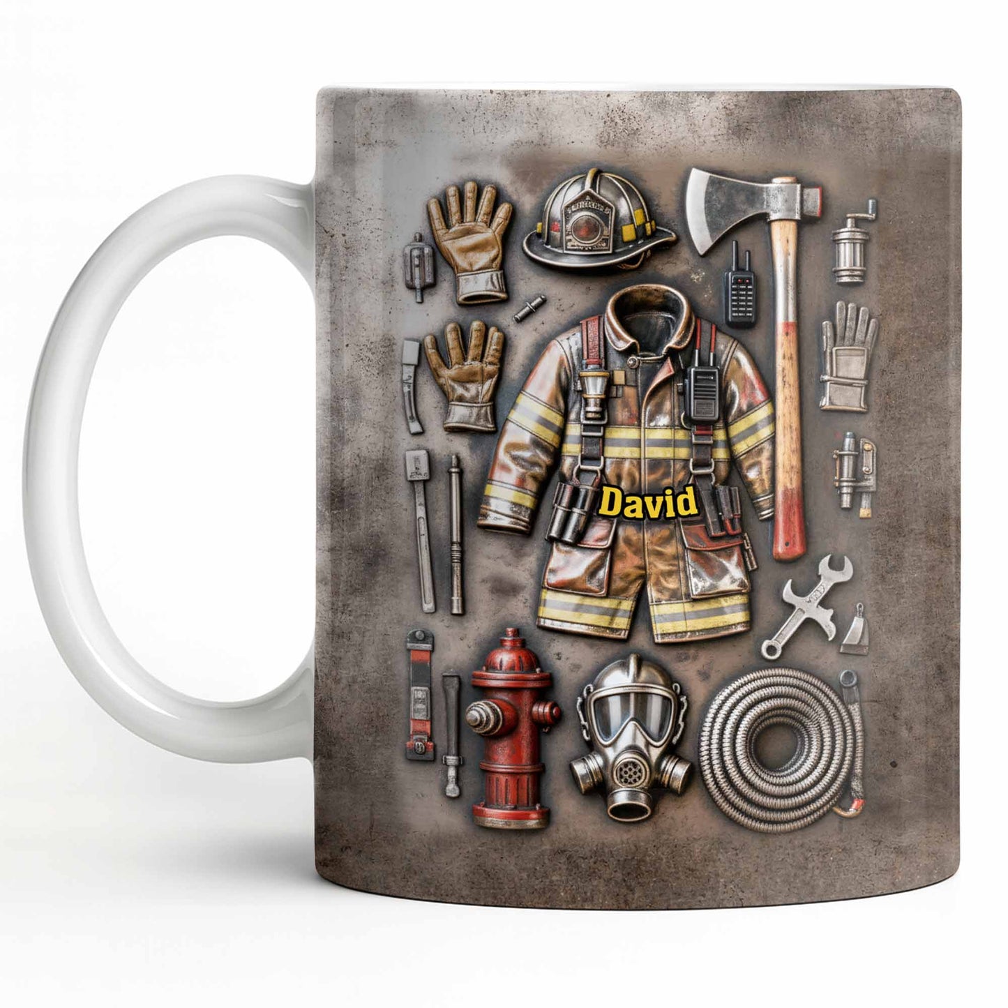 Customize This Mug With Your Firefighter's Name And Gear - Personalized Custom Coffee Mug - FIF047_MG