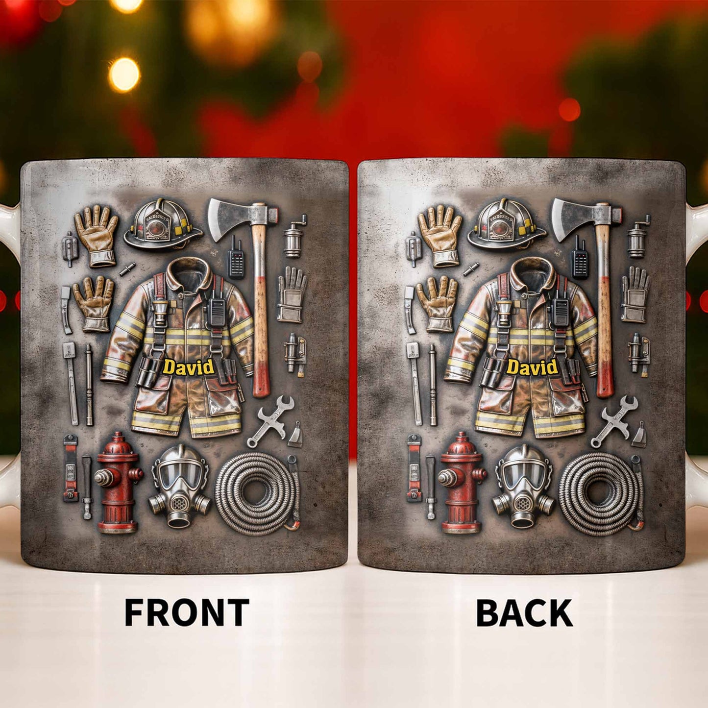Customize This Mug With Your Firefighter's Name And Gear - Personalized Custom Coffee Mug - FIF047_MG