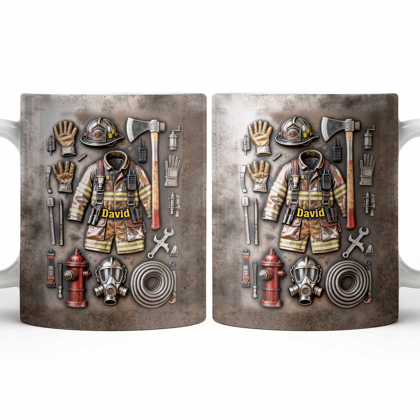 Customize This Mug With Your Firefighter's Name And Gear - Personalized Custom Coffee Mug - FIF047_MG