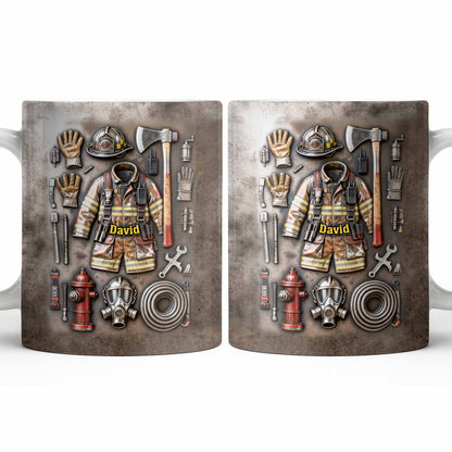 Customize This Mug With Your Firefighter's Name And Gear - Personalized Custom Coffee Mug - FIF047_MG