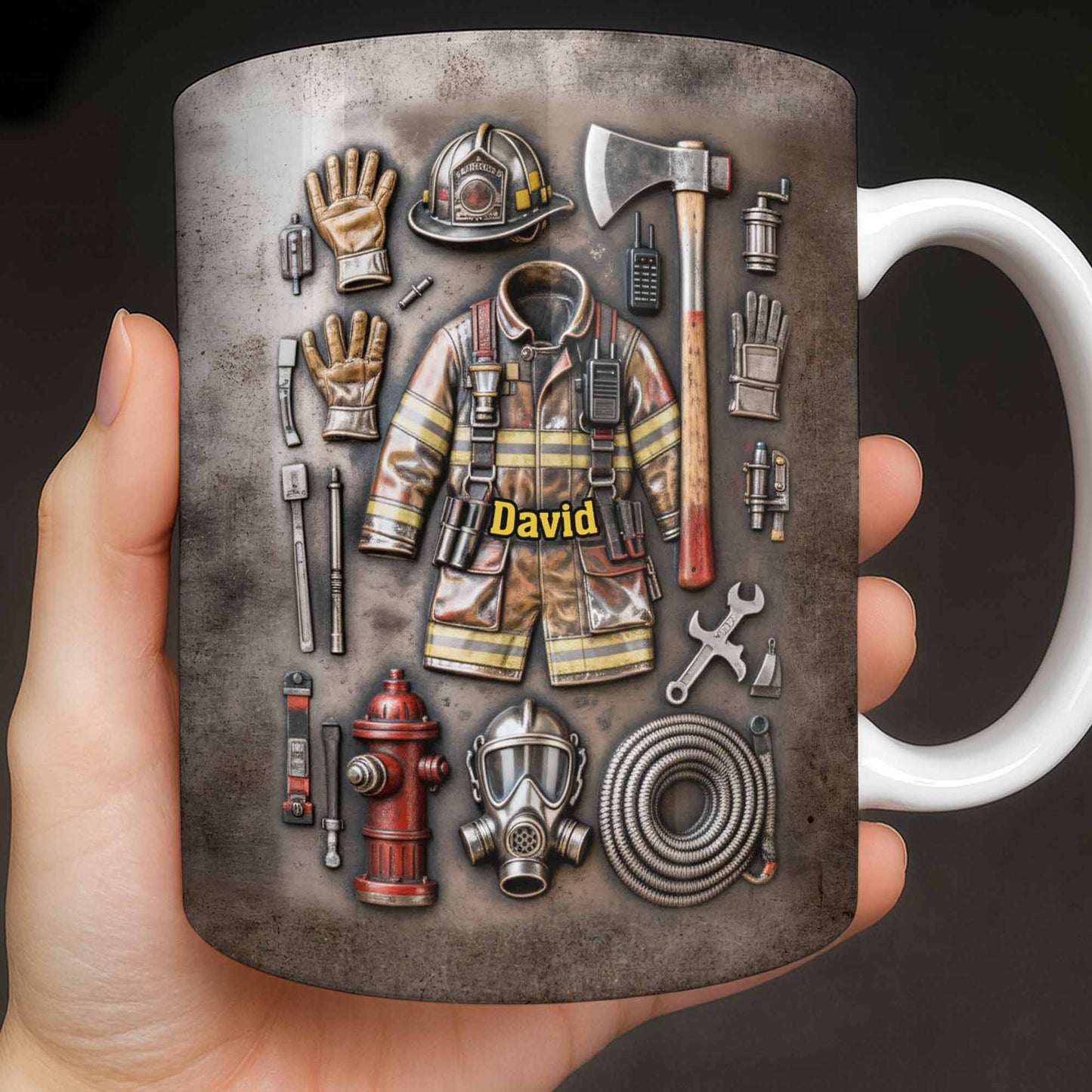 Customize This Mug With Your Firefighter's Name And Gear - Personalized Custom Coffee Mug - FIF047_MG