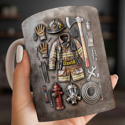Customize This Mug With Your Firefighter's Name And Gear - Personalized Custom Coffee Mug - FIF047_MG