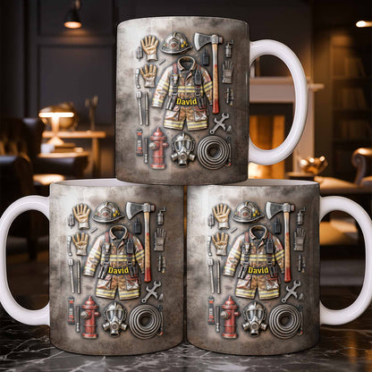 Customize This Mug With Your Firefighter's Name And Gear - Personalized Custom Coffee Mug - FIF047_MG