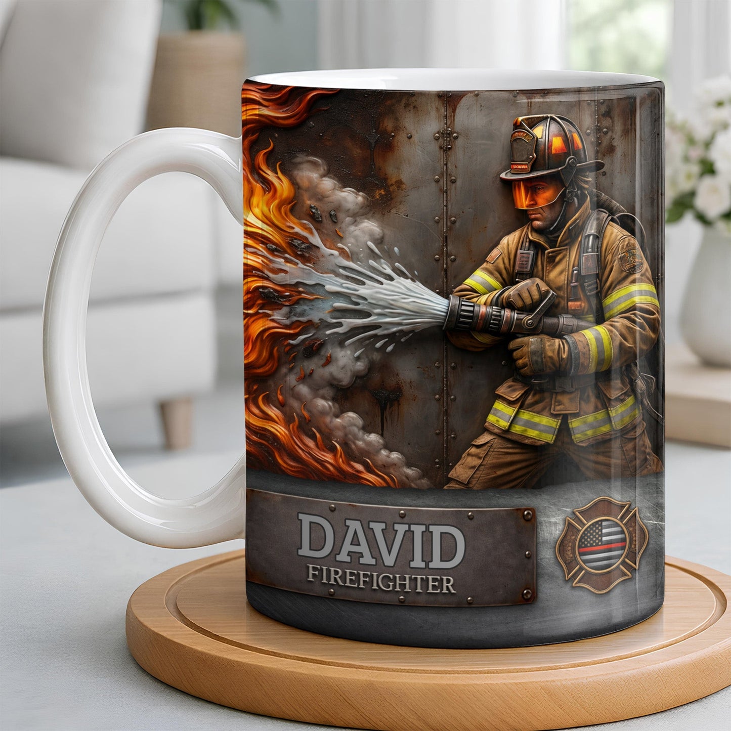 To My Brave Firefighter Your Courage Saves Lives - Personalized Custom Coffee Mug - FIF048_MG