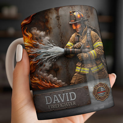 To My Brave Firefighter Your Courage Saves Lives - Personalized Custom Coffee Mug - FIF048_MG