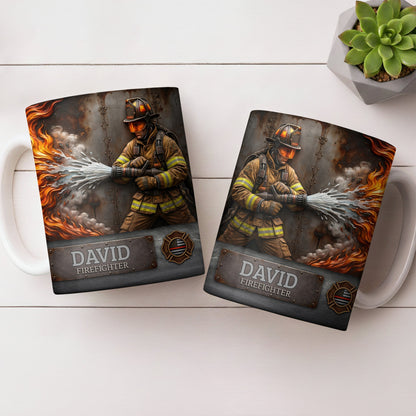 To My Brave Firefighter Your Courage Saves Lives - Personalized Custom Coffee Mug - FIF048_MG