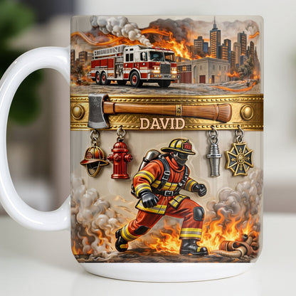 Heroic Firefighter Scene Personalized Coffee Mug - Personalized Custom Coffee Mug - FIF051_MG