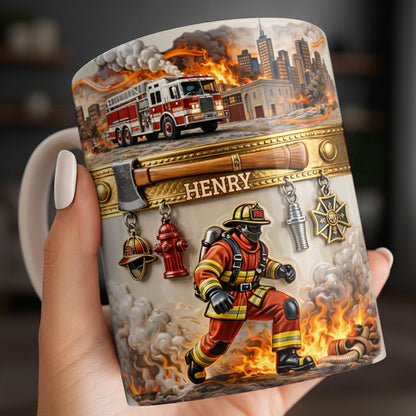 Heroic Firefighter Scene Personalized Coffee Mug - Personalized Custom Coffee Mug - FIF051_MG