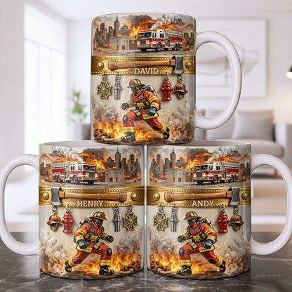 Heroic Firefighter Scene Personalized Coffee Mug - Personalized Custom Coffee Mug - FIF051_MG